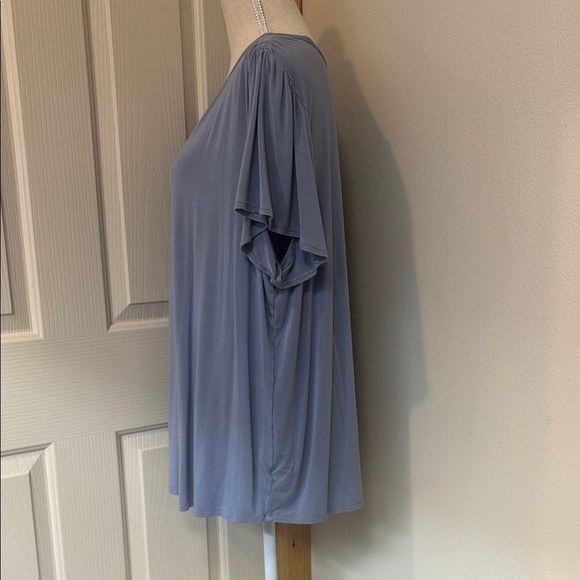 Blue Flutter Sleeve Relaxed T-Shirt - Picture 4 of 10